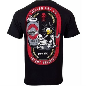 Sullen Men's T-shirt TALENT BREWERS Jet Black Tee Tattoo Skull Premium Quality